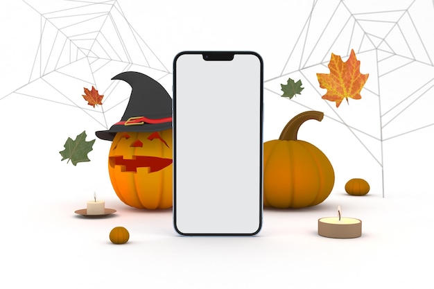 ハロウィーンをテーマにした背景の Phone 13 前面