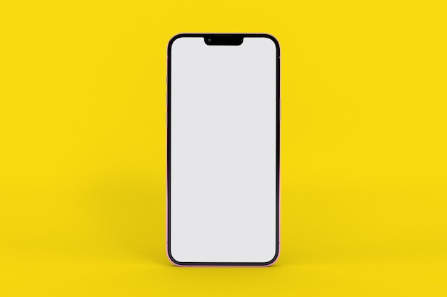Phone 13 front side isolated in yellow background