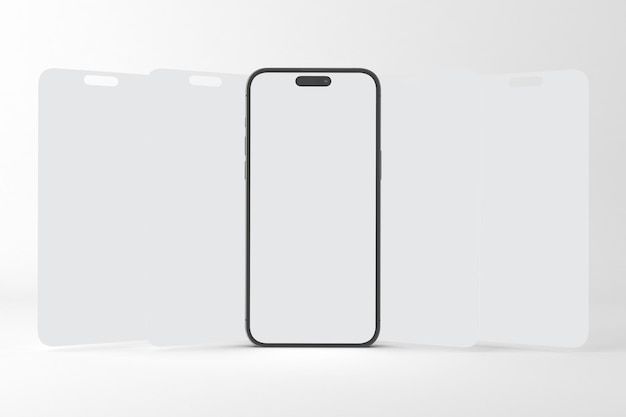 Phone 14 Pro Max Front Side View Isolated In White Background