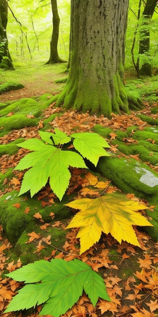 Телефон фон фото лес листья