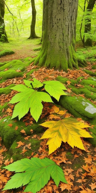 Phone background photo forest leaves