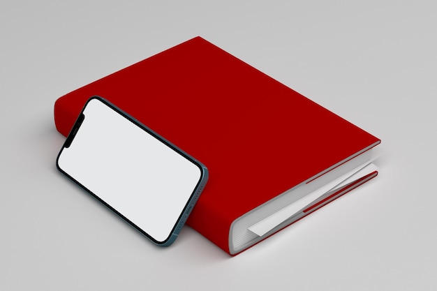 phone and book right side in grey background