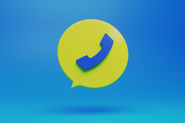 Phone call icon button symbol in 3d modern style illustration