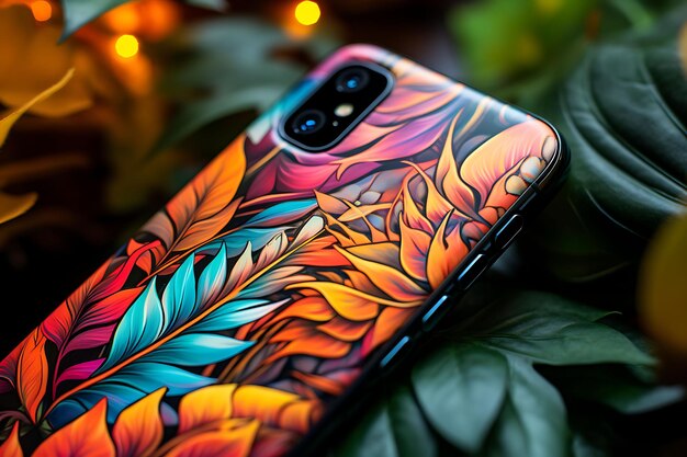 Phone case photoshoot showcasing a diversity of bold artistic styles and patterns in styles