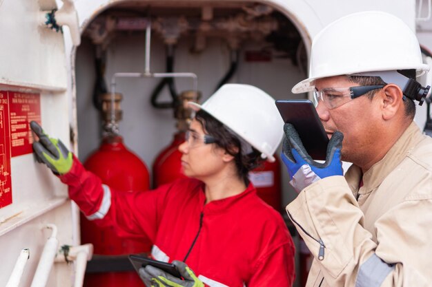 Phone conversation amidst machinery engineer communicates partner at work