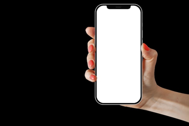 phone iphone in a hand on a transparent background in PNG format