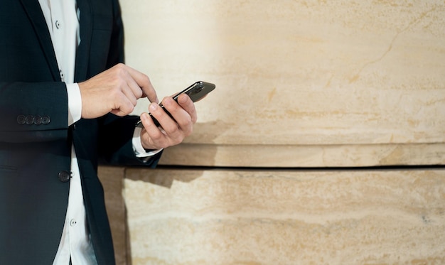 On the phone it prints the message text in the new messenger\
background of stone wall made of marble