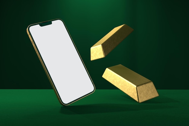 Phone Left Side In Gold Themed Background