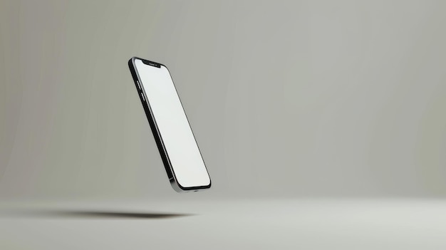 Phone mobile Mockup on white background stand in air