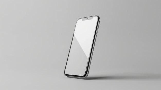 Photo phone mobile mockup on white background stand in air