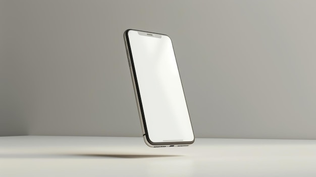 Phone mobile Mockup on white background stand in air