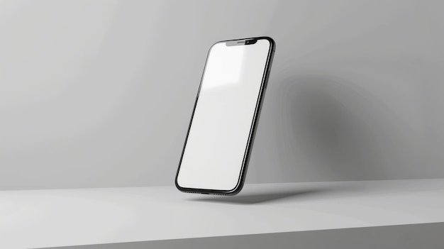 Phone mobile Mockup on white background stand in air