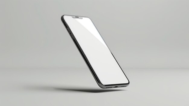 Photo phone mobile mockup on white background stand in air