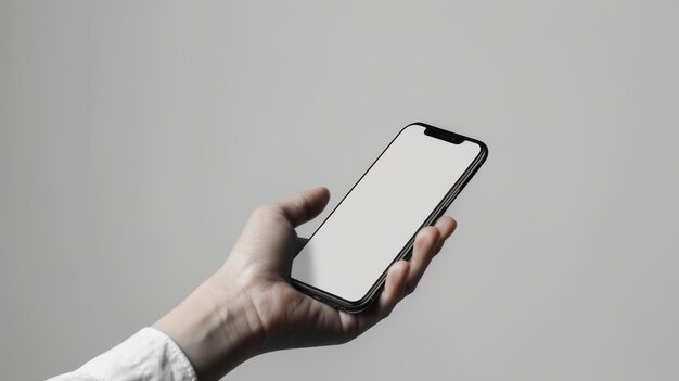 Photo phone mobile mockup on white background stand in air