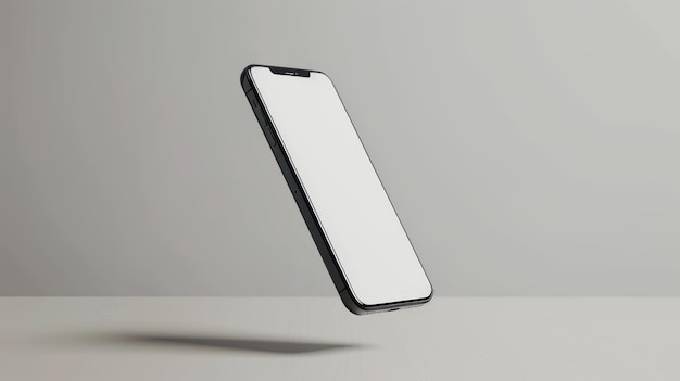 Phone mobile Mockup on white background stand in air