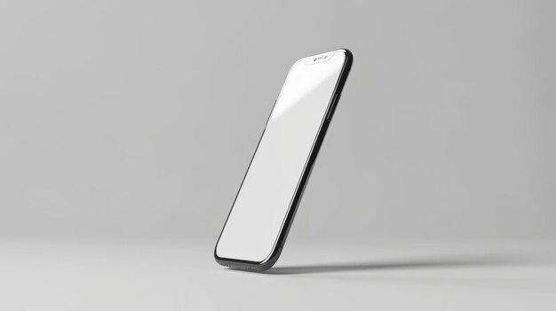 Photo phone mobile mockup on white background stand in air