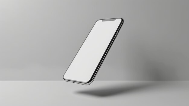 Phone mobile Mockup on white background stand in air