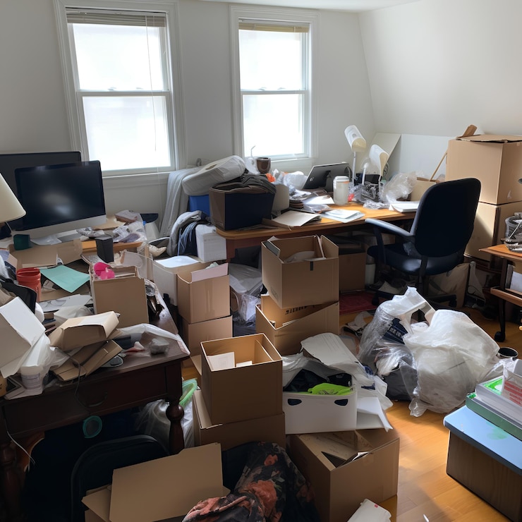 Photo phone photo an extremely untidy room like a neckbeard