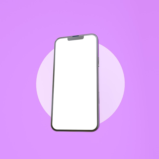 Phone on a pink background white screen for presentations online shopping banking 3D rendering