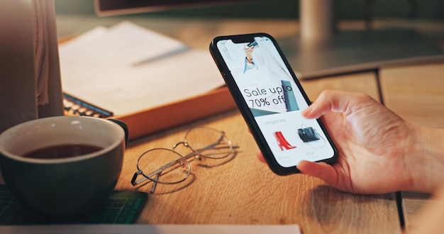 phone screen hand and person with online shopping in home for sale promotion or discount tech subscription and closeup of cellphone with fashion ecommerce app for clothing or closet upgrade