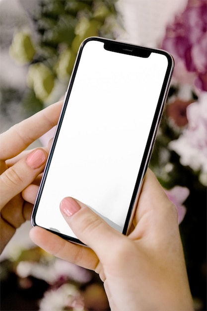 Phone screen png mockup woman hands transparent design