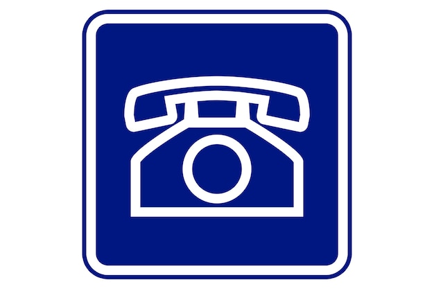 Foto illustrazione del segno del telefono su sfondo blu