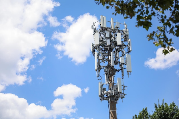 A phone tower in the sky