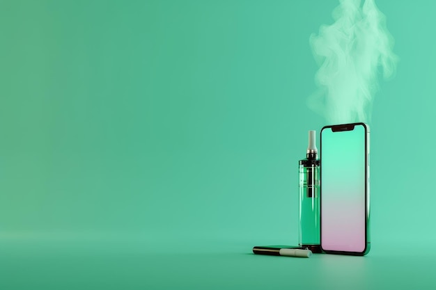 phone and a vape are on a colorful background