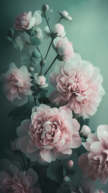 Phone wallpaper showcasing a graceful bouquet of light pink flowers Generative AI Image