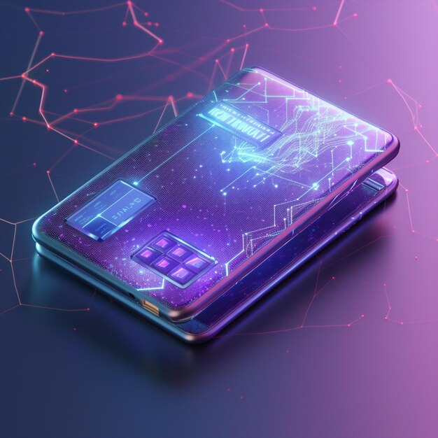 A phone with a blue and purple background