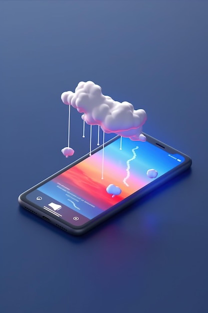 A phone with a cloud on it that says cloud on it