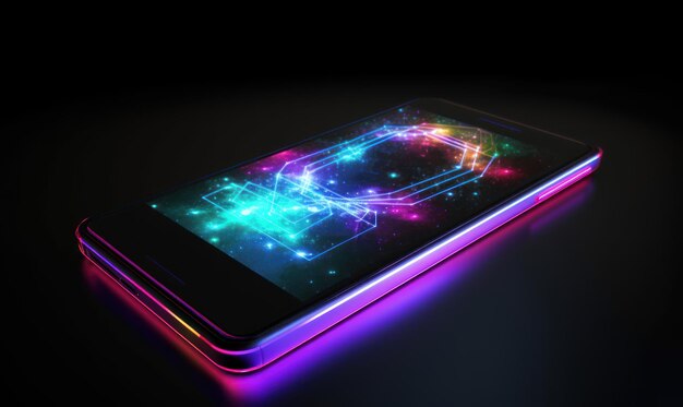 A phone with a colorful display that says'smart'on it