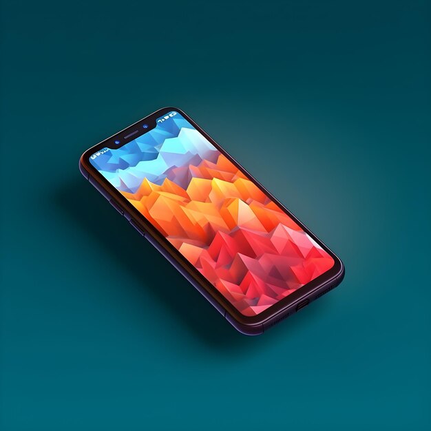 A phone with a colorful pattern on the screen