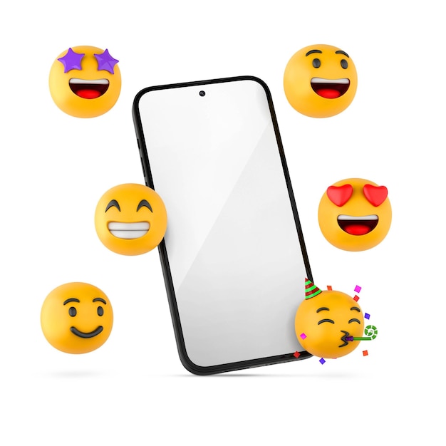 Phone With Emoji on white background