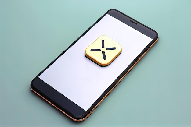 A phone with a gold square on the screen