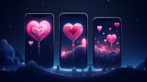 Phone with hearts Generative AI