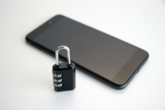 A phone with a lock and a padlock on it