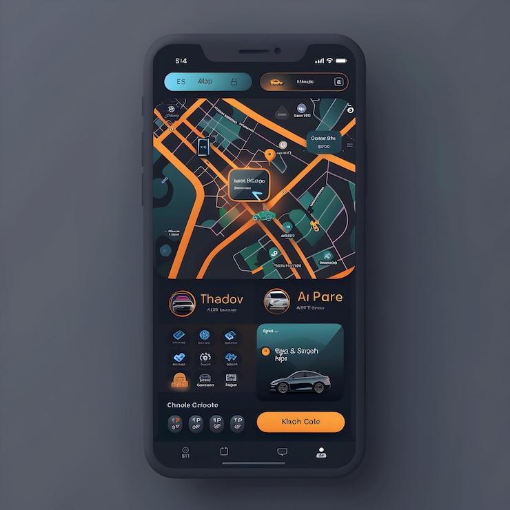 Photo a phone with a map of a city on it
