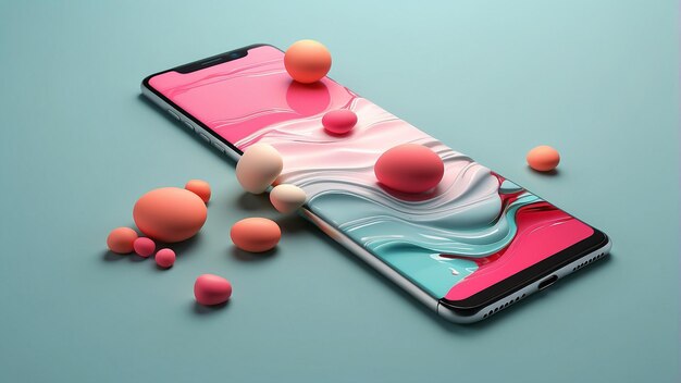 Photo a phone with a pink and blue color of the inside of it