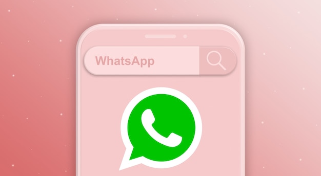 phone with search bar request and logo of the social network whatsapp 3d