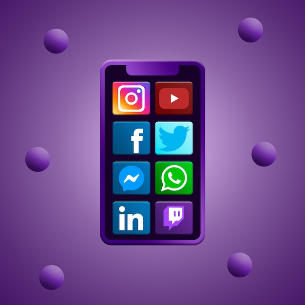 Phone with social media icons