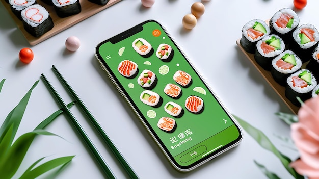 a phone with sushi on it has sushi on it