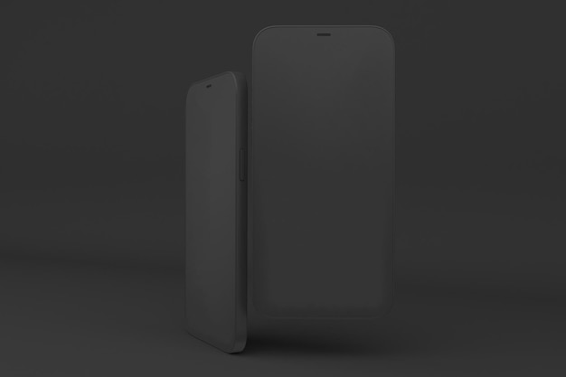 Phones 12 Front Side Isolated In Black Background