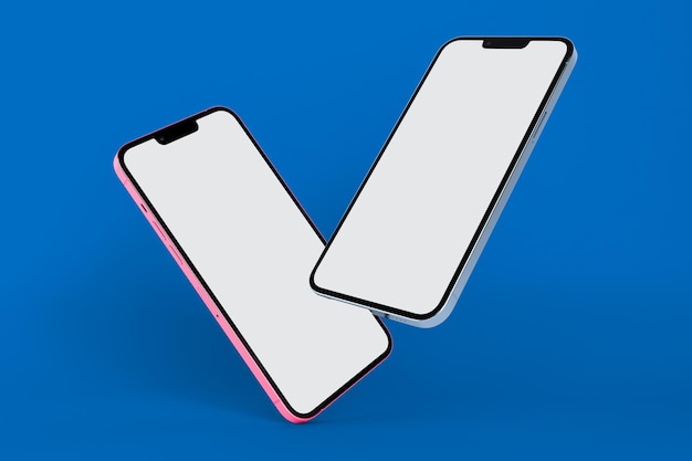 Телефоны 13 Pro Перспективная сторона изолирована на синем фоне