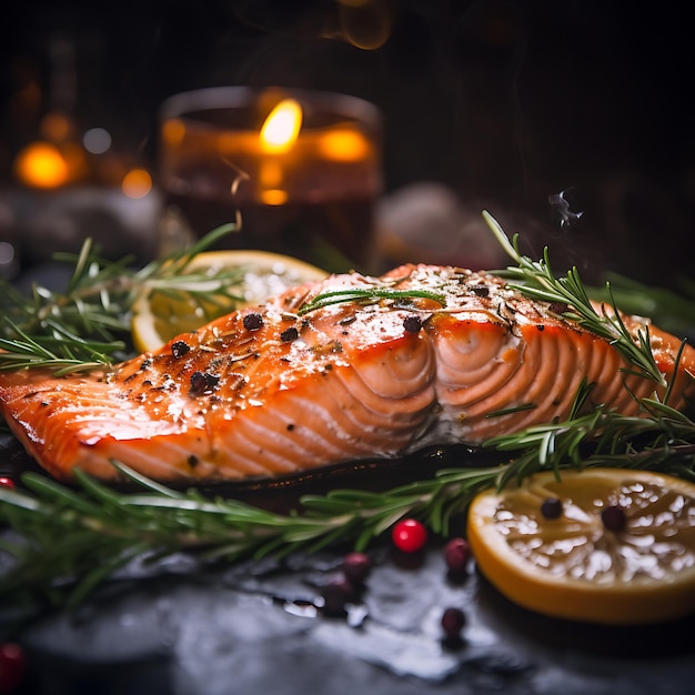 Photo phoptograph of salmon steak