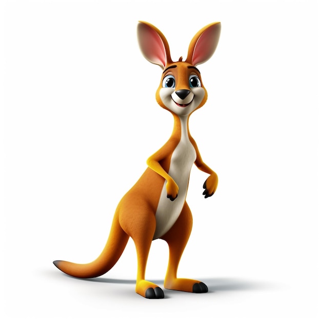 Photo a 3d animal of kangaroo in front of white background generative ai