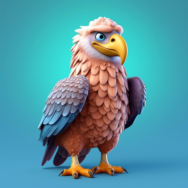 Photo a 3d bird of eagle in front of generative ai