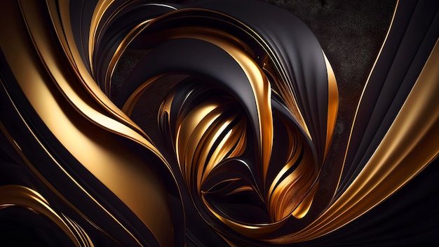 Photo photo 3d black and gold realistic abstract background generative ai