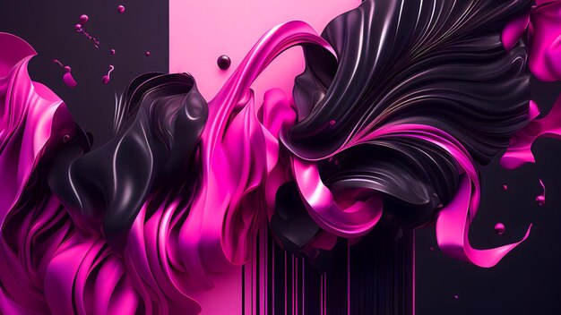 Photo 3d black and pink realistic abstract background  generative ai