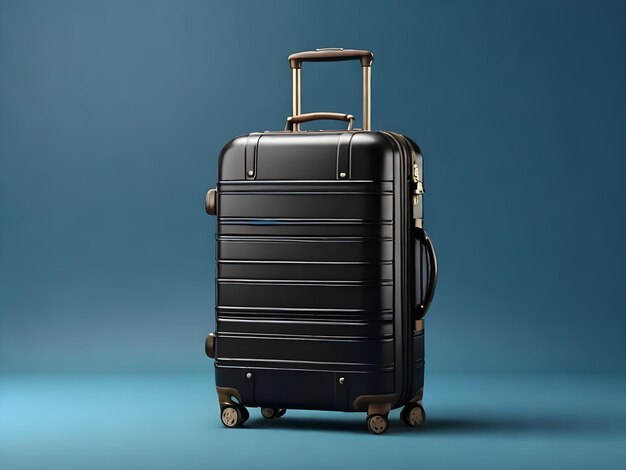 Photo photo 3d black travel suitcase on blue background